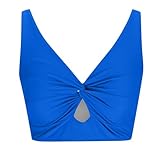 AMISENK Cómoda camiseta corta de natación con detalle anudado en la parte delantera, elegante camiseta de tankini para aventura en el mar, con nudo recortado
