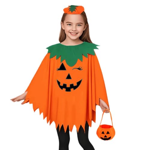 Disfraz de calabaza tipo poncho para sesiones de fotos y festivales escolares