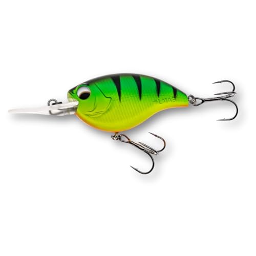 LMAB Crankbait 5,5 cm Power Vibe 55F - 3 Lauftiefen, Floating - Wobbler Barsch, Crankbait Wobbler, Kunstköder Angeln, Barsch Wobbler, Spinnfischen Köder (Fire Tiger, MR | Lauftiefe 2-3 m | 13 Gramm)