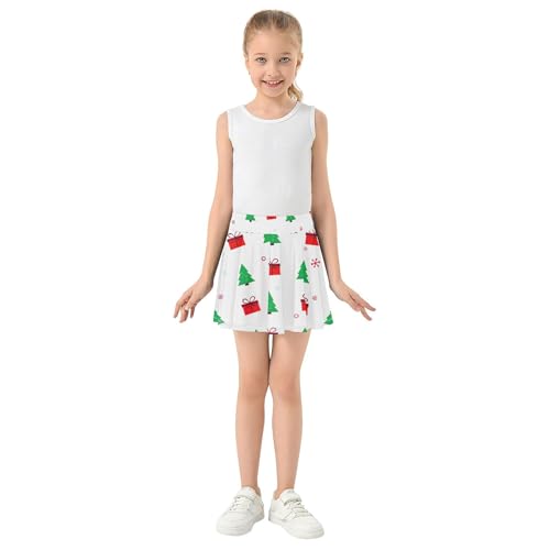 Red Green Christmas Tree Gift White Athletic Shorts for Girls Skorts Toddlers Tennis Skirts Cute Comfy Butterfly 3t3