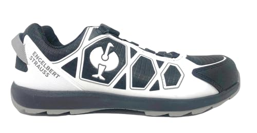 Sicherheitsschuhe Strauß Baham S1, BOA Schnürsystem, schwarz/weiß Schutzkappe (EU Schuhgrößensystem, Erwachsene, Herren, Numerisch, M, 41)