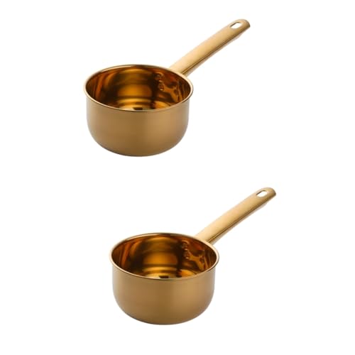 Garneck 2st Kelle Wasserbehälter Wasserbad Schaufel Chinesische Löffel Haarbecher Waschen Wasserlöffel Shampoo-spülbecher Bewässerungsschaufel Shampoo-rinser Groß Golden Rostfreier Stahl