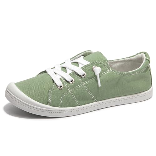 Womens Slip On Shoes, Canvas Low Top Sneakers Casual (Mint Green, 10)