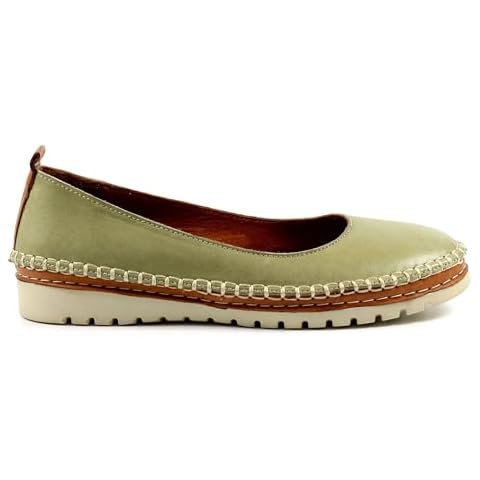 Lunar Ladies Khaki Leather Court Shoes Cover