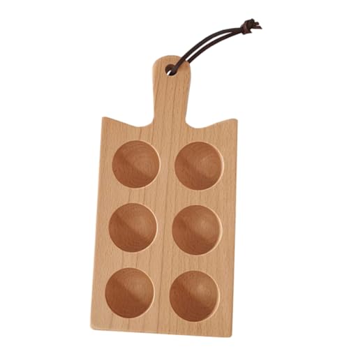 Operitacx 木製卵トレイ 六格エッグホルダー 冷蔵庫収納 プラクティカルオーガナイザー デスクトップ用卵ラック