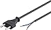 Produktbild Goobay 50085 Netzkabel 2 polig Eurostecker & offene Enden Stromkabel 2 polig Kabel mit Stecker Euro cee 7/16 Aderendhülsen Eurokabel / Schwarz / 1,5m