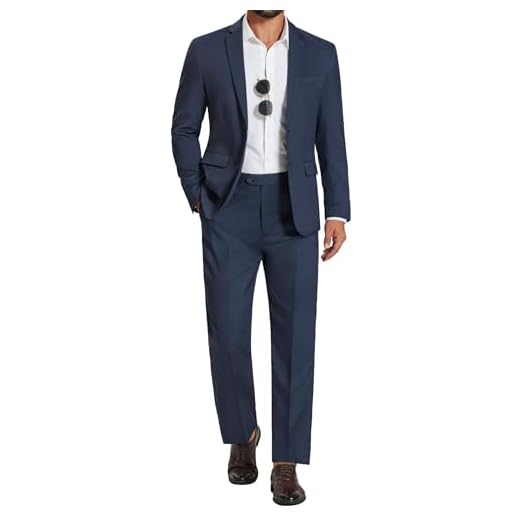 COOFANDY Terno masculino de 2 peças, 2 botões, blazer leve e calça, Azul marinho, XGG
