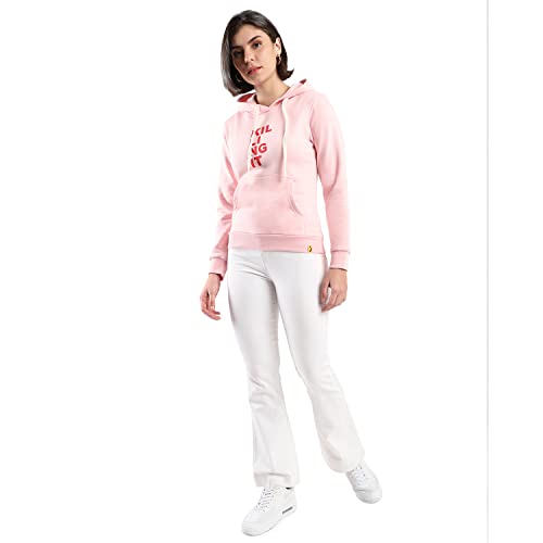 Image of PINACOLADA Women's Cotton Solid Printed Sweatshirt with Hoodie, Regular Fit for Casual Wear Full Sleeve Sweatshirt Crafted with Comfort Fit and High-Performance for Everyday Wear