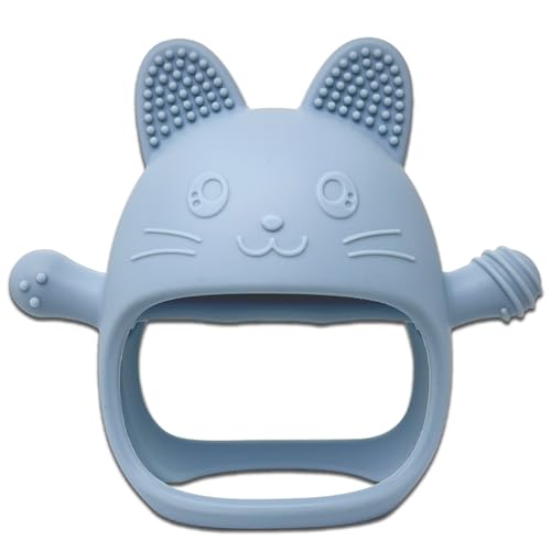 Image of Pepicat Baby Teething Toys, No Drop Teething Toys for Babies 0-6 Months, Baby Chew Toys for Teething Relief, Hand Teethers for Babies, Great Baby Shower Gifts, Christmas Gifts, Cat, Blue