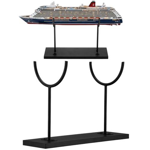 Fiwochic Double U-shaped Metal Display Stand Holder Large Black Rack for Sculptures Art Objects Collections Product Display Stand, Museum Home Office Desktop Tabletop Storage