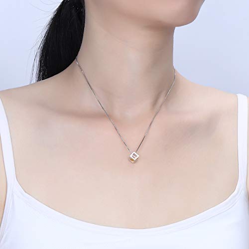 Aurora Tears November Birthstone Necklaces Women 925 Sterling Silver 3D Cube Crystal Nov. Birth Stone Pendant Cubic Zirconia Birthday Pendant Girls Charm Dating Gift Jewelry Dp0028N #TOP3