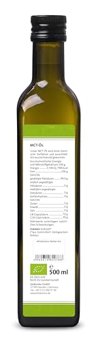 MCT Öl BIO 500ml aus 100% bio Kokosöl | premium Qualität | 70% Caprylsäure C8 und 30% Caprinsäure C10 | rein mechanisch hergestellt - bioKontor
