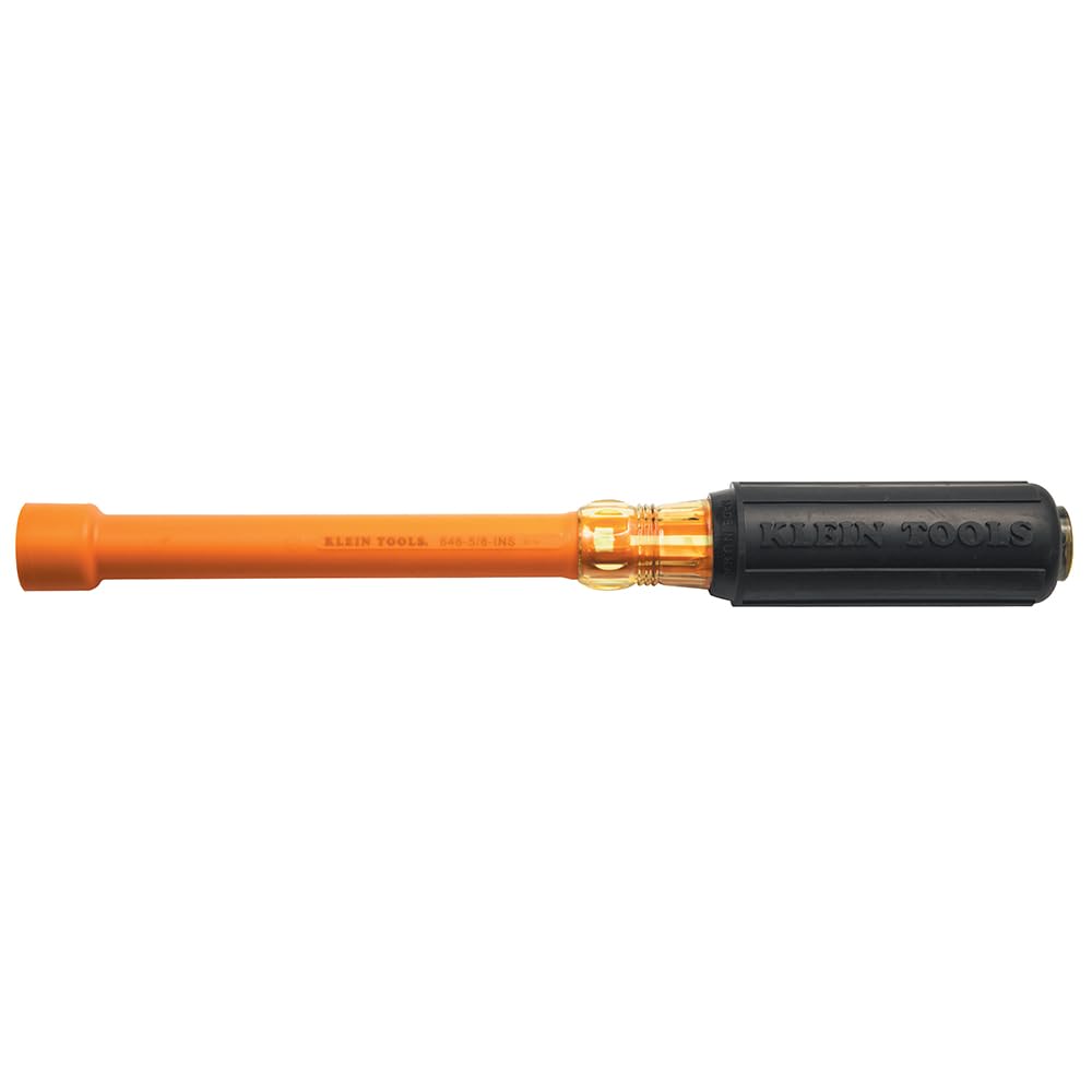 Klein Tools 646-5/8-INS 5/8-Inch Insulated Nut Driver, Made in USA, 6-Inch Hollow Shaft and Cushion Grip Handle