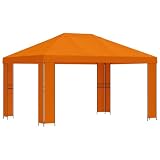 Gazebo 4 x 3 m arancione poliestere e acciaio 190 g/mq