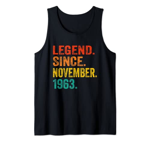 Legend Since November 1963 59th Birthday Retro 59 Years Old Camiseta sin Mangas