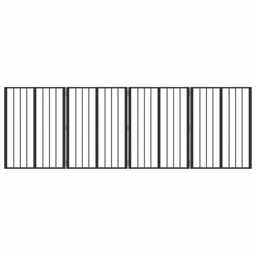 vidaXL Hundegitter 4 Stück Schwarz 60 x 80 cm Verzinkter Stahl Verstellbarer Hundeplatz Indoor Pen Wohnzaun Modulares Haustier Sichere Barriere für Spielplatz