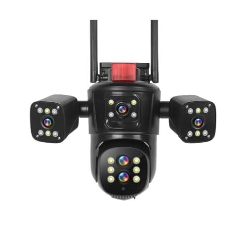 KVBRUI Telecamera IP Wi-Fi da 20 MP, Quattro schermi, Zoom 10X, PTZ for Esterni, Telecamera di sorveglianza Wi-Fi con Cinque obiettivi e tracciamento Intelligente(EU Plug,10K 10xZoom ADD 32G)
