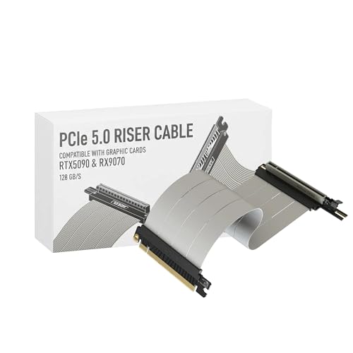 Image of LINKUP PCIE 5.0 Riser Cable | for Vertical GPU Mount | Left Angle | Graphics Card GPU Ready | Usable with PCIe 4.0 & RX9070 / RTX5090 | 25cm (Total Length: 29cm)