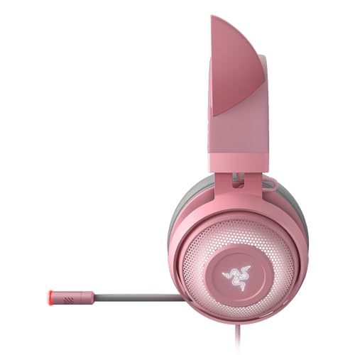 Image of Razer Kraken Kitty RGB USB Gaming Headset: THX 7.1 Spatial Surround Sound - Chroma RGB Lighting - Retractable Active Noise Cancelling Mic - Lightweight Aluminum Frame -Quartz Pink-RZ04-02980200-R3M1