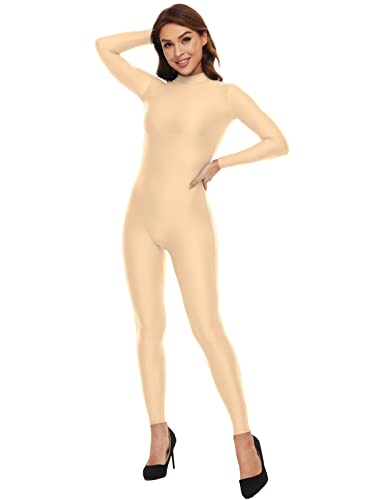 Image of Kepblom Womens Turtleneck Long Sleeve Dance Unitard One Piece Full Bodysuit Costumes