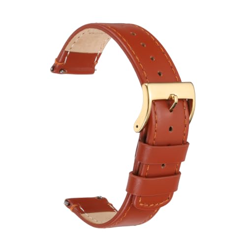 Correa de reloj de cuero de 18 mm vintage unisex con hebilla dorada