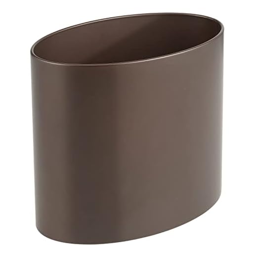 mDesign Oval Metal Decorative Small Trash Can Wastebasket, Garbage Container Bin for Bathrooms, Kitchens, Home Offices, Dorm Rooms - Bronze