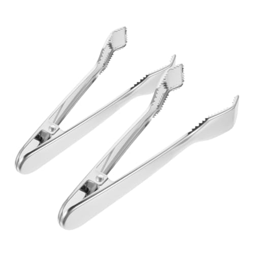 COLLBATH 2pcs Stainless Steel Food Tongs Mini Ice Cube Serving Tongs with Toothed Grip for Appetizers Sugar Cubes Salad and More Kitchen Utensils for Parties and Freezer Use