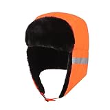 Homme Chapka Coton Hiver Chapeau de Trappeur Aviateur Épais Chaud Bonnet Russe et Cache oreilles 2 en 1 Casquette Fausse Fourrure avec Cache visage Détachable Bonnet Cagoule d'Alpinisme Ski Cyclisme