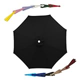 THEGA 6-Arm/8-Arm Terrassenschirm Ersatzdach, Sonnenschirm Ersatztuch, UV30+, Wasserdicht, 200cm/270cm/300cm Schirmstoffdachabdeckung, Für Hinterhof Garten Strand(Black,6 ribs-2.7m(8.8ft))