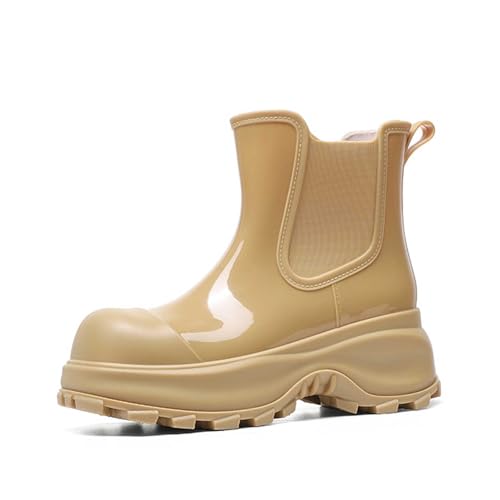 Bottines Chelsea femme mode bottes de pluie talon épais caoutchouc 2026