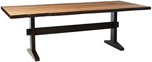 Coaster Home Furnishings - Bexley - Hickory Veneer & Solid Wood - Farmhouse Rectangular Trestle Dining Table with Trestle Base - Dining Room - 90 Inch - Natural Honey & Smokey Black - 110331