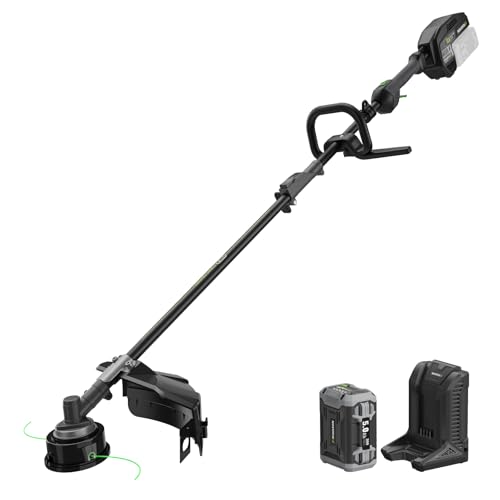 60V Cordless String Trimmer with 5.0Ah Battery & Fast Charger, 1200W Brushless Motor, 17" Cutting Swath, Dual Speed 6100/4600 RPM, 54 Min Runtime, Dual-Line Bump Feed Weed Eater, Power Head Compatible by NovorikX - Used condition - US$254.15
