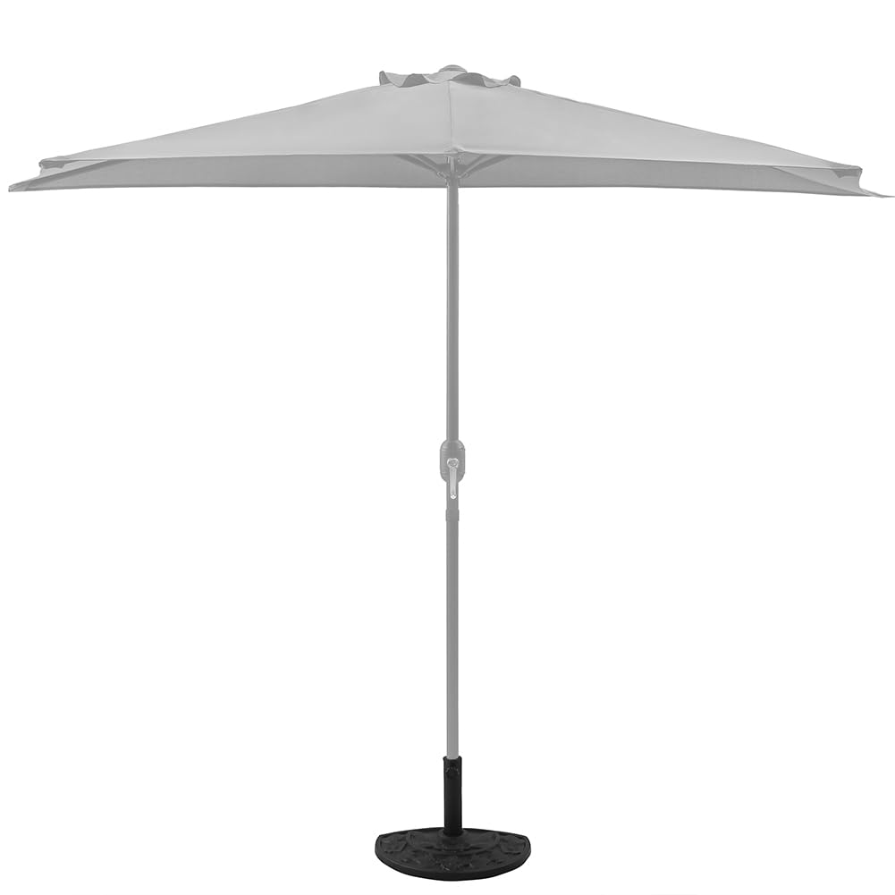 BAKAJI Base per Ombrellone da Giardino Forma Mezza Luna, Supporto per Palo Ombrelloni 38/48mm, Sistema Stabile Anti Capovolgimento, Ideale per Patio, Balcone, Esterno, Ø 50 x 32 x 32 cm
