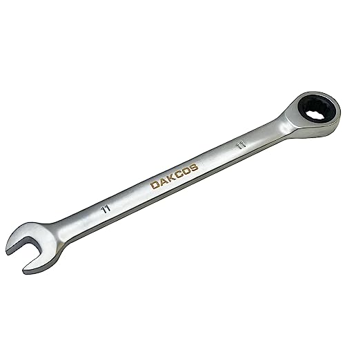 DAKCOS Fixed Head Ratchet Spanner 11mm Ratcheting Combination Wrench Chrome Vanadium Steel