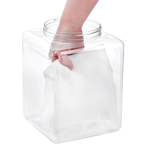 Elsjoy 2 Pack 1.3 Gallon Large Plastic Storage Jars with Lids, Clear Kitchen Storage Containers Square Plastic Food Jar for Dry Food, Candy, Snack