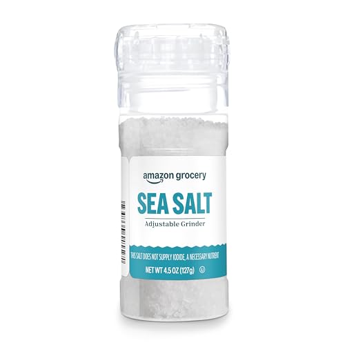 Amazon Grocery, Sea Salt, Adjustable Grinder, 4.5 oz (Previously Amazon Fresh, Packaging May Vary)