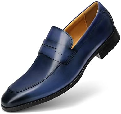 Men's Oxford Dress Shoes Classic Handmade Calfskin Manufacturing (12, Navy, Numeric_12)