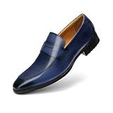 Men's Oxford Dress Shoes Classic Handmade Calfskin Manufacturing (12, Navy, Numeric_12)
