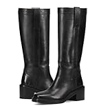 Frye Kate Pull On 14' Leather Boots for Women - Leather-Lined Riding - Stitched Wide Calf Boots for Women - Rubber Outsole for Shock Absorption - Pull-on-Design - Black - Wide Calf - 7.5 Wide