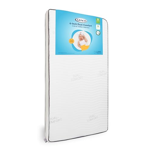 Graco 6-Inch Dual-Comfort Crib & Toddler Mattress - GREENGUARD Gold, CertiPUR-US Certified Foam,...