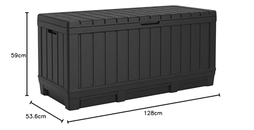 Koll Living Gartenbox Kentwood 350 Liter Stauraum anthrazit - kompakte Aufbewahrungsbox mit viel Platz für Sitzauflagen, Gartengeräte oder Kinderspielzeug - hält den Inhalt trocken & gut belüftet