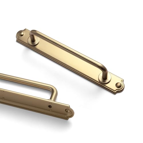 Goo-Ki 5.04" c-c Champagne Bronze Drawer Pulls with Backplate/Spacer Zinc Alloy Kitchen Cabinet Hardware - 2pack Cabinet Pulls Solid Dresser Handles with Plate