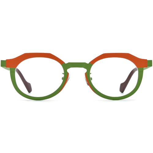 Image of FONEX Colorful Pure Titanium Glasses Frame Women Retro Round Eyeglasses
