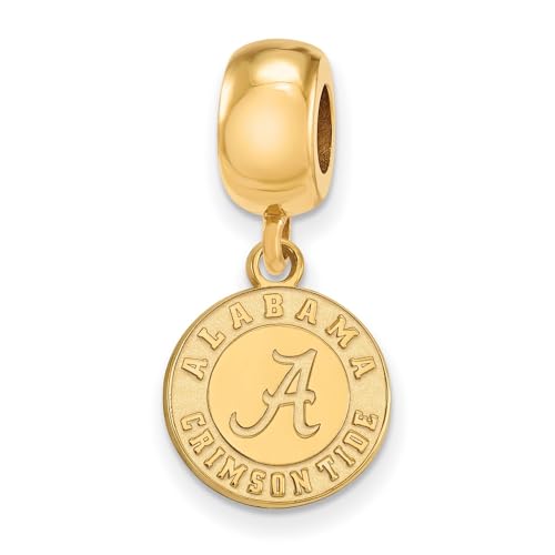 Jewelry Stores Network University of Alabama Crimson Tide School Letter and Name Dangle Bead Charm in Gold Plated Silver 13 mm x 12 mm