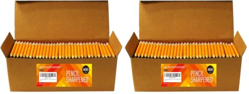 S & E TEACHER'S EDITION Half Pencils with Eraser Tops, 400 Count (Pack of 2)
