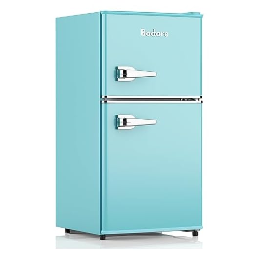 Bodare Retro Mini Fridge with Freezer: 3.2 Cu.Ft Mini Refrigerator with 2 Doors (Blue)