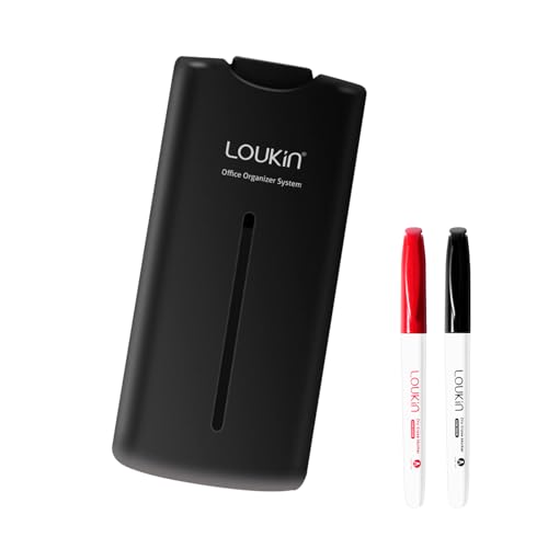 loukin All-in-One Magnetic Dry Erase Eraser, Patent Whiteboard Eraser with Whiteboard Cleaner, Ideal for Classroom, Home and Office Use, 2 Markers Included