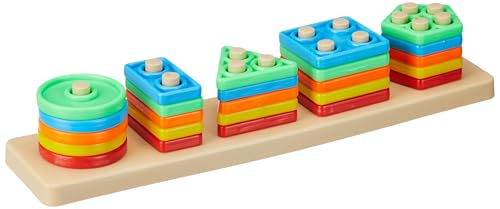 WizToy Geometric Plastic ABS Blocks, Sorting & Stacking Toys for Toddlers and Kids, Color Stacker Shape Sorter Educational Learning Toy for 1-3 Years Old Boys and Girls (B0D6GJGBZP) Amazon Price History, Amazon Price Tracker