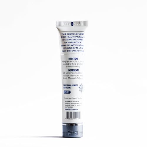 American Biotech Labs Silver Biotics Colloidal Silver Gel NanoSilver 20 PPM Soothing Skin Gel | Versatile 1.5 oz for Skin Comfort and Wellness