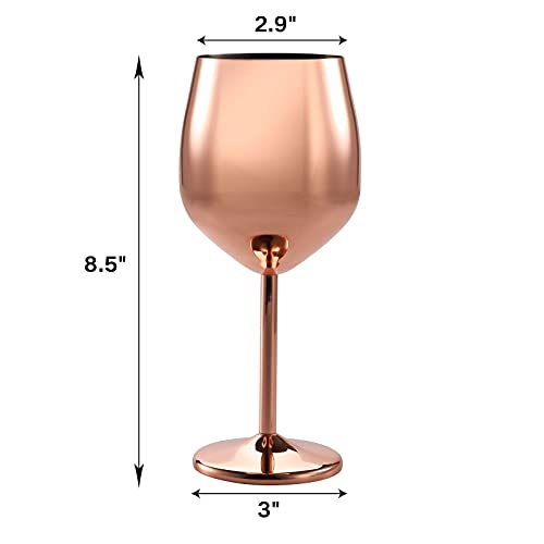 Deayou 2 Pack Stainless Steel Wine Glass, 17 Oz Unbreakable Stemmed Wine Glass, Rose Gold Shatterproof Steel Wine Goblet, Metal Copper Drinkware For Pool, Champagne, Cocktail, Indoor Outdoor, Party #TOP1